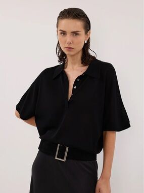 DISSH Eli Black Polo Knit Top